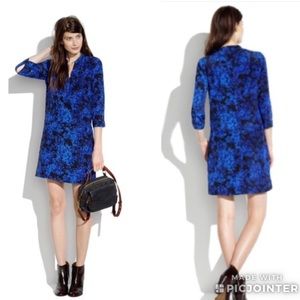 Madewell Silk blue floral long sleeve shirt dress